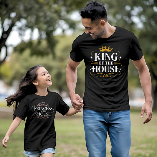 👑 King & Princess Matching T-Shirt Combo – Royal Father-Daughter Duo 👸