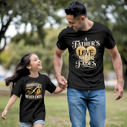 💖 A Father’s Love Never Fades & A Daughter’s Love Never Ends – Father-Daughter Combo T-Shirt 👕✨