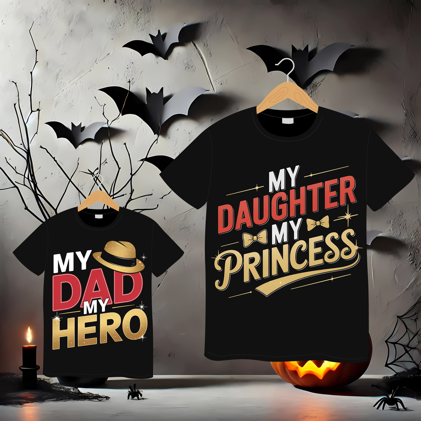 👨‍👧 Dad & Daughter Twinning T-Shirts – My Hero & My Princess 👑✨